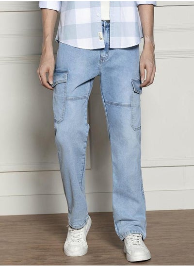 Buy Mid Rise Relaxed Fit Light Fade Stretchable Jeans in Saudi Arabia