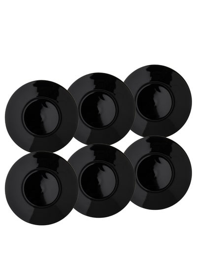 Buy Set of 6 porcelain plates, black, size 19 cm in Saudi Arabia