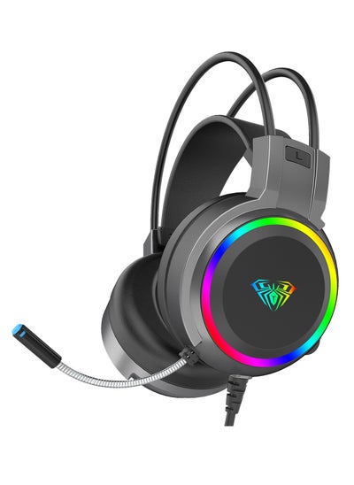 Buy S608 Gaming Headset – RGB LED Backlit – Stereo 3D surround Sound  – Dual 50mm Drivers  – Noise Reduction mic (120 omnidirectional ) – Soft Memory Earmuffs – Wired 2*3.5mm AUX + USB for light For PC / PS4-5 / Xbox one / Mobile | Black in Egypt