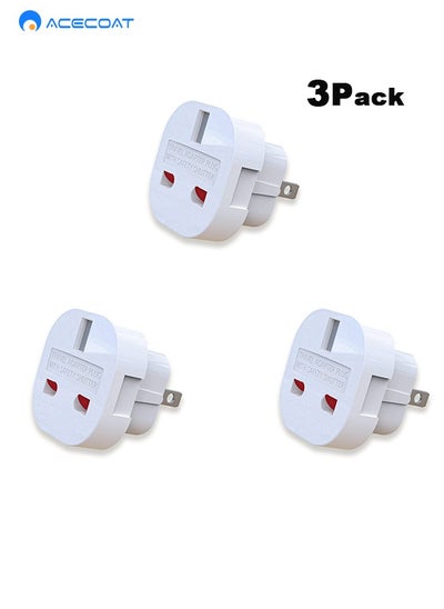 اشتري 3 Pack UK to US Plug Adaptor Type G to Type A and B UK to USA, Canada, Australia, Japan, Thailand, Mexico, Jamaica, Dominican Republic, Barbados, China and more 2 Pin Flat Travel Adapter (White) في السعودية