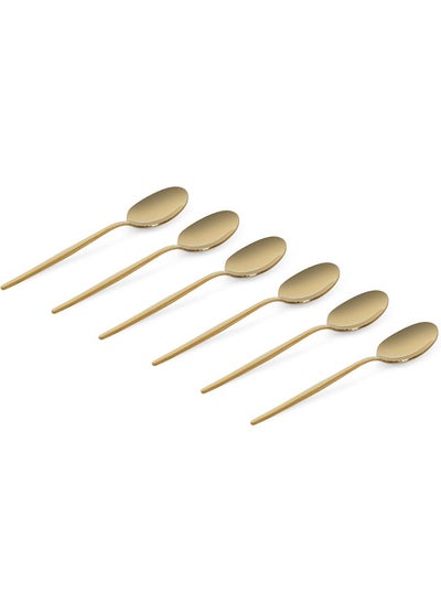 Buy Freya 6-Piece Tea Spoon Set, Gold - 15 cm in UAE