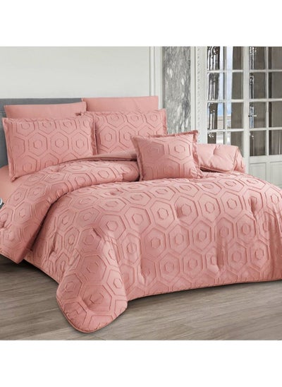 Buy Comforter set from Hours  with an elegant pattern 7 pieces king size in Saudi Arabia