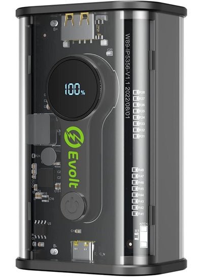 اشتري Evolt PB-200 Compact 10,000 mAh Transparent Powerbank with Type-C (PD) & USB-A outputs for fast charging & Digital Battery Display في الامارات