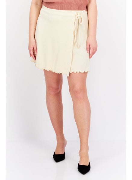 Buy Women Ribbed Mini Skirt, Cream in UAE