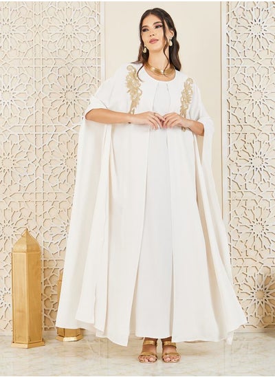 Buy Cut Out Embroidered Abaya and Inner Dress Set in Saudi Arabia