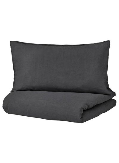 Buy Duvet Cover And Pillowcase Dark Grey 150X200 And 50X80 Cm in Saudi Arabia