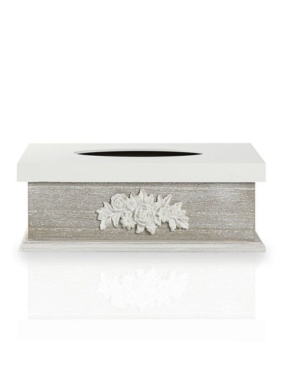 Buy Floral Tissue Box, White in UAE