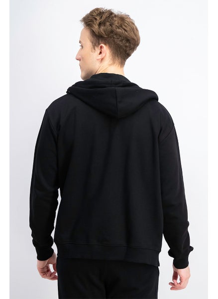 Buy Men Long Sleeves Brand Logo Hoodie, Black in UAE