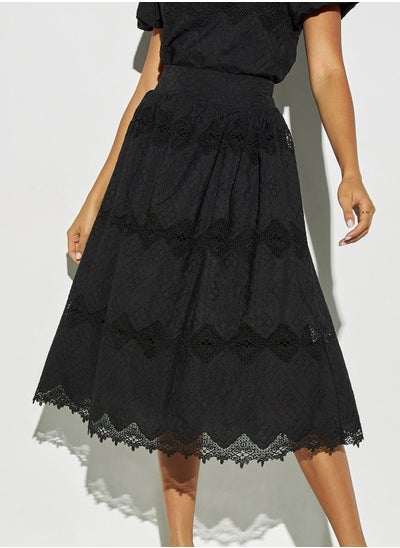 Buy 2Xtremz Lace Detail Skirt with Semi-Elasticated Waistband in Saudi Arabia