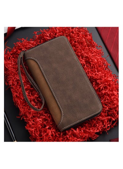 Buy Casual Multi Slot Mens Long Wallet Coin Purse Large Capacity Zipper Card Holder in UAE