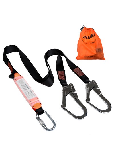 Buy Safety Shock Absorbing Lanyard Webbing with Double Hook, Polyester Webbing, Double Leg Internal Shock Absorbing Safety Fall Protection Lanyard, Heavy-Duty Webbing for Roofer, Construction, Scaffolding in UAE