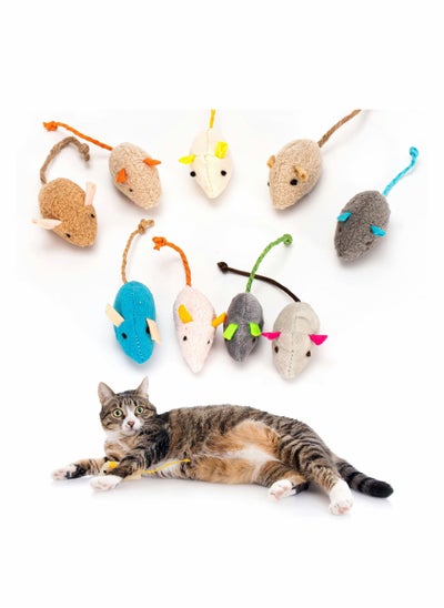 Buy Catnip Toys for Cat, 9 Pcs Interactive Cat Toy Pet Teeth Cleaning Soft Plush Realistic Cute Mouse Colorful Chew Toys with String Tails Indoor Cats Play Bite, Random style in Saudi Arabia