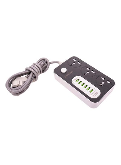 Buy G-Power WS341 power strip surge protector 180-240V with 3 universal international socket and smart 6 usb charging ports 2.4a - black grey in Egypt