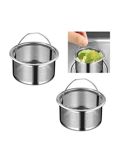 Buy 2-Pack Premium 304 Stainless Steel Kitchen Sink Strainers – Anti-Clogging Drain Filter Set with 4cm Deep Basket Design for Superior Debris Catching and Smooth Water Flow – Durable, Rustproof Sink Drain Protectors for Efficient Filtration in Saudi Arabia