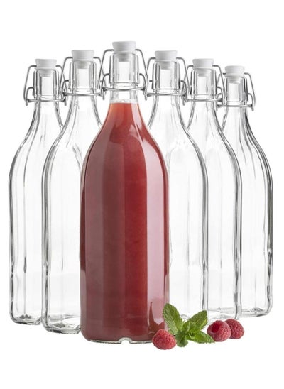 Buy 6Pack 32oz Flip Top Glass Bottle 1 Liter Swing Top Bottles with Airtight Seal Flip Caps for Kombucha, Beverages, Oil, Vinegar, juice, Water, Soda, Kefir in UAE