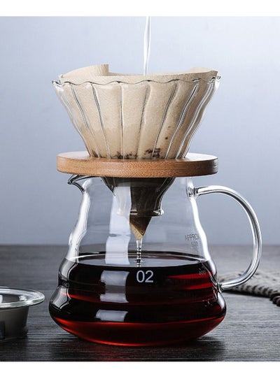 Buy 2 IN 1 Dripper Coffee Maker Kit Pour Over Coffee Maker 500ml Coffee Server with Glass Coffee Dripper for Home or Office in UAE