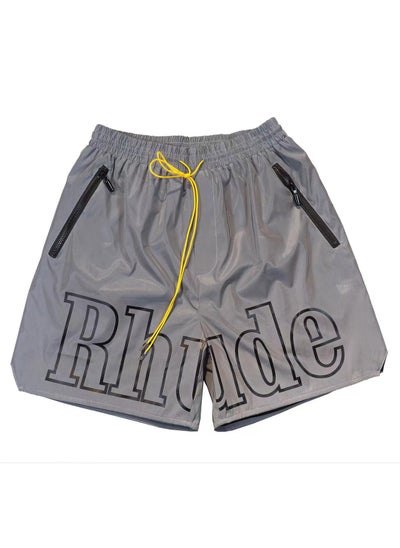 Buy RHUDE Letter 3M Reflective Shorts Unisex Casual Beachwear gray reflective in UAE