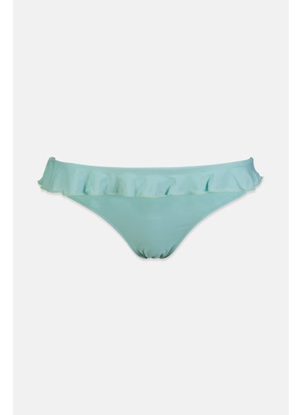 Buy Women Plain Ruffle Detail Bikini Bottom, Green in Saudi Arabia