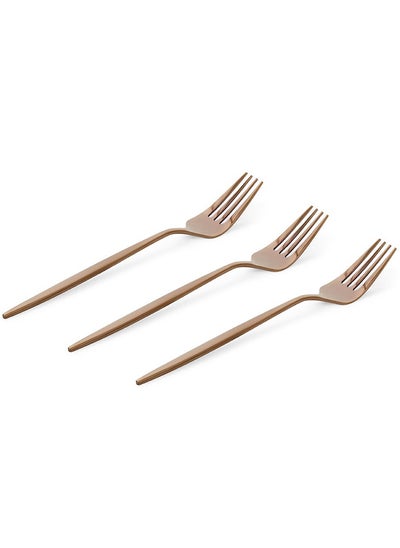 Buy Floryn 3-Piece Table Fork Set, Gold - 20.5 cm in UAE