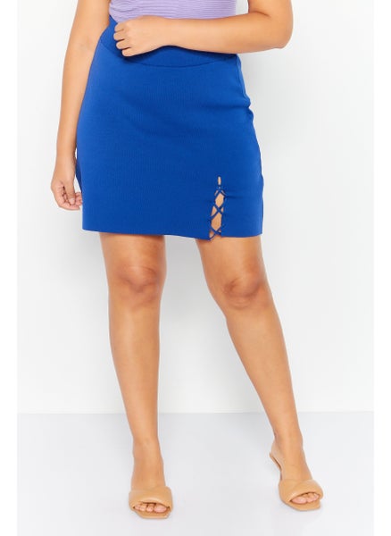 اشتري Women Textured Mini Skirt, Blue في الامارات