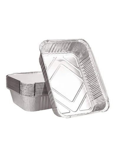 Buy Aluminium Rectangle Container 1900ml With Board Lids for Cooking Roasting Baking Pack Of 50 Pieces in UAE