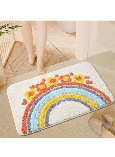 Buy Bathroom Rugs Bath Mat 40x60cm Non-Slip Fluffy Soft Plush Microfiber Shower Carpet Rug, Machine Washable Quick Dry Ultra  Bath Mats for Tub Bathroom and Shower Rainbow. in UAE