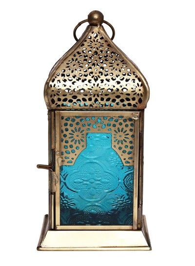 Buy Handmade Lantern, Medium | Suitable For Living Room Bedroom And Outdoor | Perfect Festive Gift For Home Decoration In Ramadan, Eid, Birthdays, Weddings | Made Of Iron | Blue in UAE