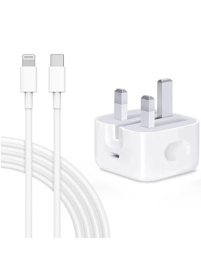 اشتري شاحن iPhone سريع الشحن، عبوة واحدة، شاحن حائط USB C PD 20 وات مع كابل شحن سريع بطول 6 أقدام - شاحن سريع لهاتف iPhone 14/14 Pro Max/13/13 Pro/12/12 Pro/11/11 Pro/XS، وسادة في الامارات