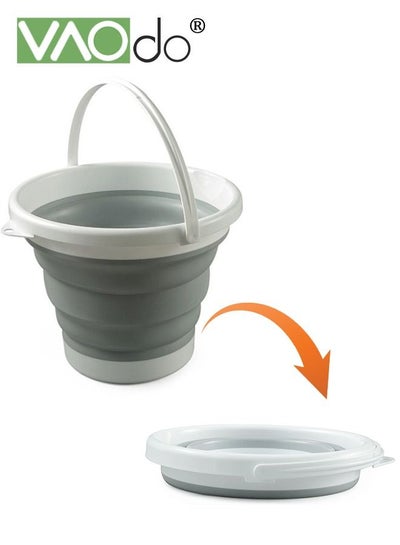 Buy Collapsible Plastic Bucket Foldable Buckets Indoor and Outdoor Collapsible Bucket with Handle MultiPurpose Circle Handy Portable Fishing Water Pail Beach Water Pails 10L Grey in Saudi Arabia