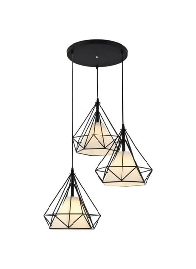 Buy 3-Light Inudstrial Pendant Light Fixture Modern Black Farmhouse Hanging Lamp Adjustable Height Diamond Shape Ceiling Light for Kitchen Island Dining Room Living Room Bedroom in UAE