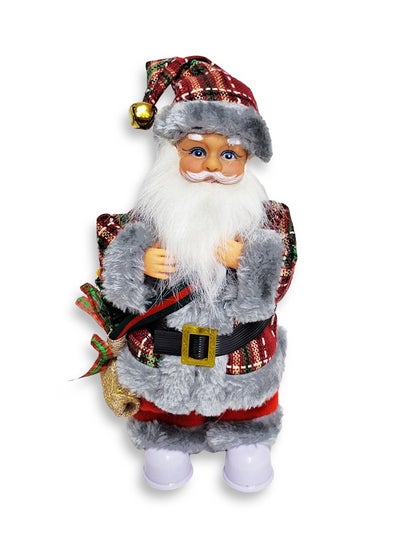 Buy Santa Claus Musical Christmas Doll in Plaid Clothes, Electric Singing Christmas Ornament Doll with Plush Bag Battery Operated Christmas Gift for Boys Girls, Christmas Supplies, Use as Figurine or Musical Toy in Egypt