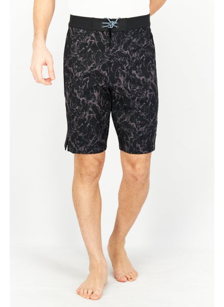 Buy Men Printed Board Shorts Swimwear, Black in UAE