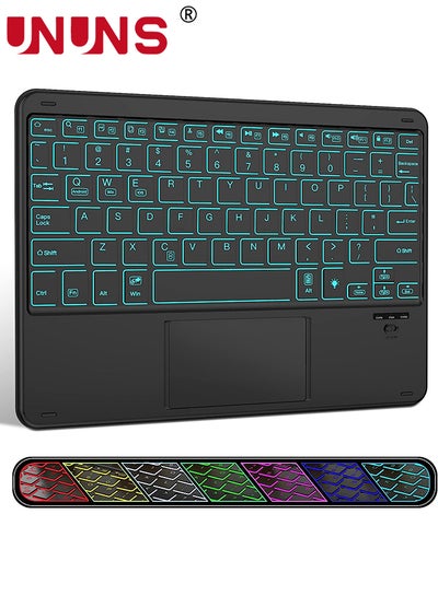 اشتري Wireless Bluetooth Keyboard with Touchpad,7 Colors Backlit Keyboard With Trackpad,Ultra-Slim 10 Inch Universal Rechargeable Keyboard For iOS/Android/Windows/Mac/Microsoft/Samsung Device في السعودية