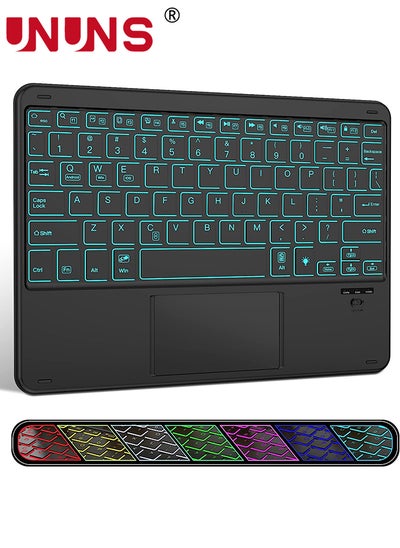 اشتري Wireless Bluetooth Keyboard with Touchpad,7 Colors Backlit Keyboard With Trackpad,Ultra-Slim 10 Inch Universal Rechargeable Keyboard For iOS/Android/Windows/Mac/Microsoft/Samsung Device في السعودية