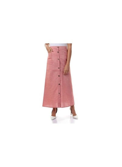 Buy Front Decorative Buttons Heather Red Skirt in Egypt