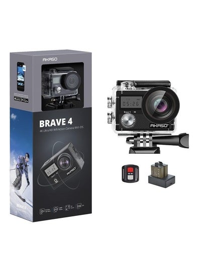 Buy Brave 4 4K 20MP WiFi Action Camera Ultra HD with EIS 30m Waterproof Camera Remote Control 5X Zoom Underwater Camcorder with 2 Batteries and Helmet Accessories Kit Support External Microphone in UAE