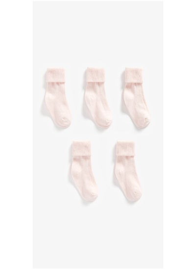 Buy Pink Turn Over Top Baby Socks 5 Pack in UAE