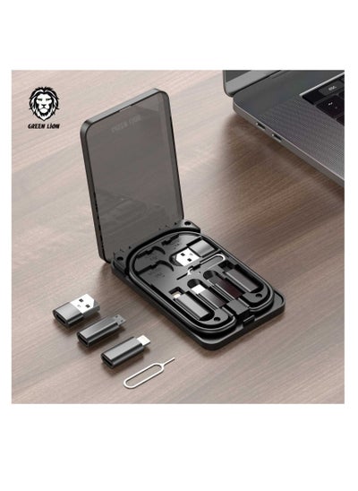 Buy Green Lion 6 in 1 Multi-Functional Travel Box, Supports Charge And Sync With 65W Fast Charging Cable, Micro & Nano Sim Card Slot, Sim Ejector Pin And Phone Cradle - Black in UAE