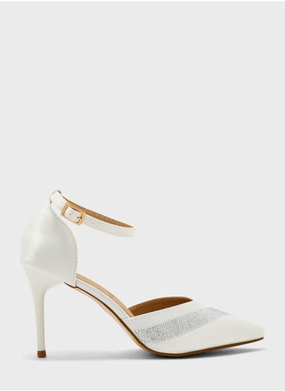 Buy Diamante Stripe Pointed Ankle Strap Pump in Saudi Arabia