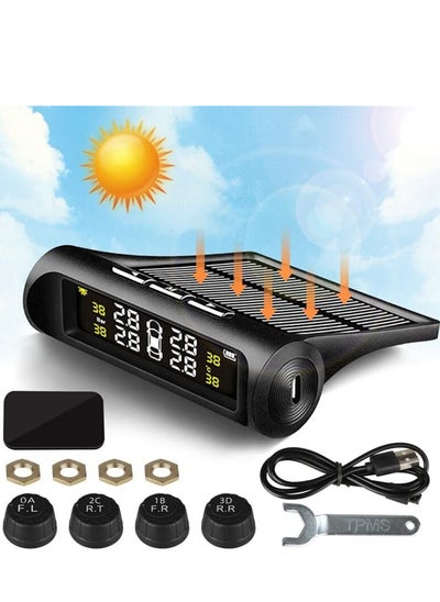 Buy TPMS Car Tire Pressure Temperature Monitoring System (Black) in UAE