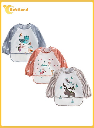 Buy 3 Pack Infant Toddler Baby Waterproof Sleeved Bib Art Smock Apron 1 - 4 Years in Saudi Arabia