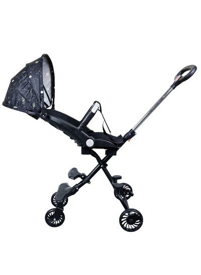 اشتري Reversible Baby Stroller 3 In 1 Stroller, Multi Level Adjustment, Easy Fold, Three Point Safety Belt, UV Protection From Sun, Seat Conversion, Easy To Carry - SevenStars في الامارات