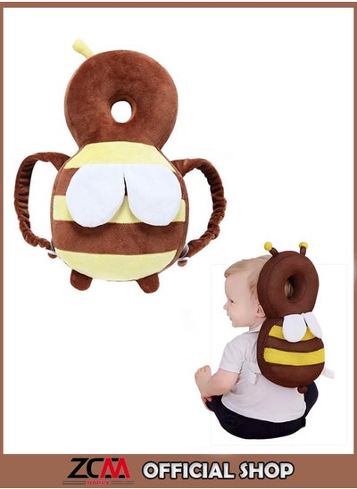 Buy Baby Headrest Wearable Cap Cute Bee 3D Velvet Design with Horizontal Belt - Anti Fall Head Protection Pad for Walking Babies - Large Size (34cm) in UAE