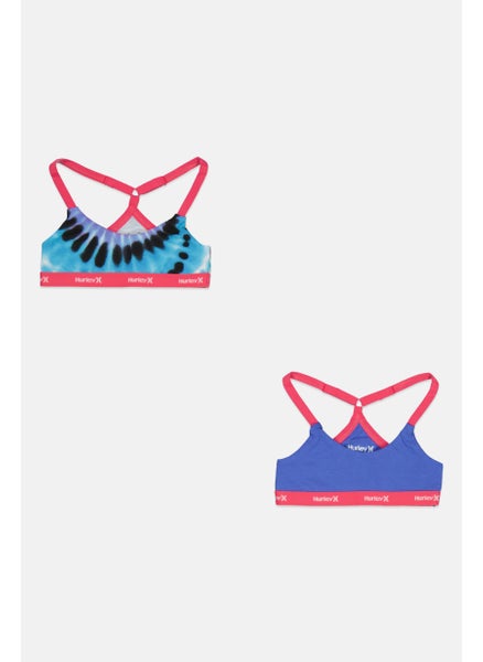 Buy Toddlers Girl 2 Pack Tie Dye Print Bralettes, Blue/Purple Combo in UAE