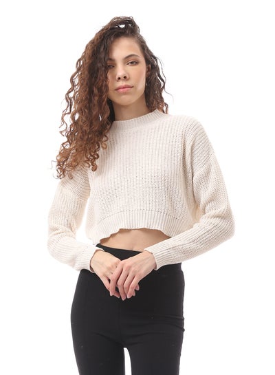 Buy Cropped Knitted Acrylic Long Sleeved Pullover in Egypt