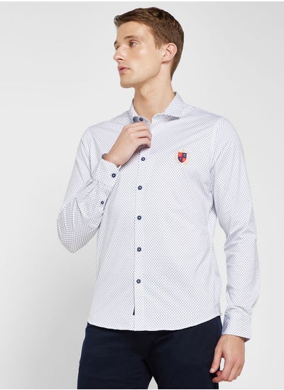 Buy Classic Slim Fit Micro Ditsy Printed Casual Shirt in Saudi Arabia