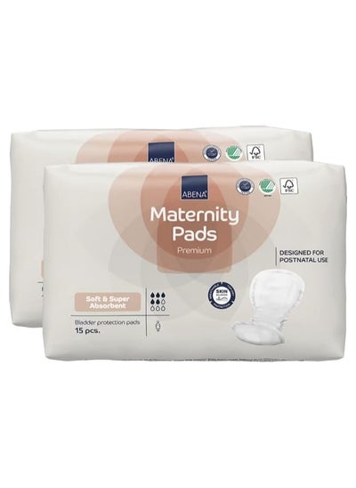 اشتري (Pack of 2) New Mom Maternity Pads for Women - 15 Count, Super Absorption, Soft Disposable Pads for After-Delivery Incontinence في الامارات