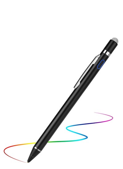 Buy Active Stylus Digital Pen with Ultra Fine Tip Stylus for iPad iPhone Samsung Tablets, Compatible with Apple Pen,Stylus Pen for iPad Pro, Black in UAE