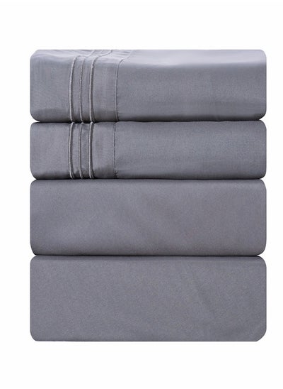 اشتري 4-Piece Queen Size Bed Sheet Set(Grey) في السعودية