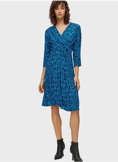 Buy Surplice Neck Puff Sleeve Dress in UAE